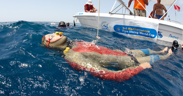 two divers under water